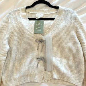 NWT H&M Jeweled Bow Cardigan